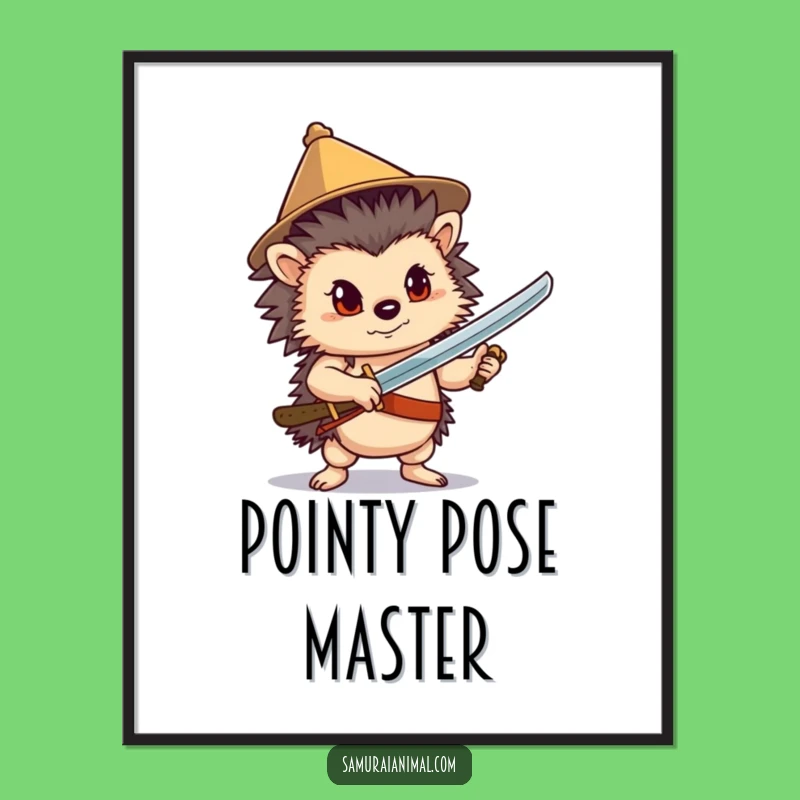 Funny Hedgehog Sword Digital Art: Fantasy Warrior Print