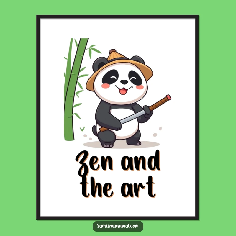 Funny Panda Bamboo Digital Art: Hilarious Printable for Wall Decor