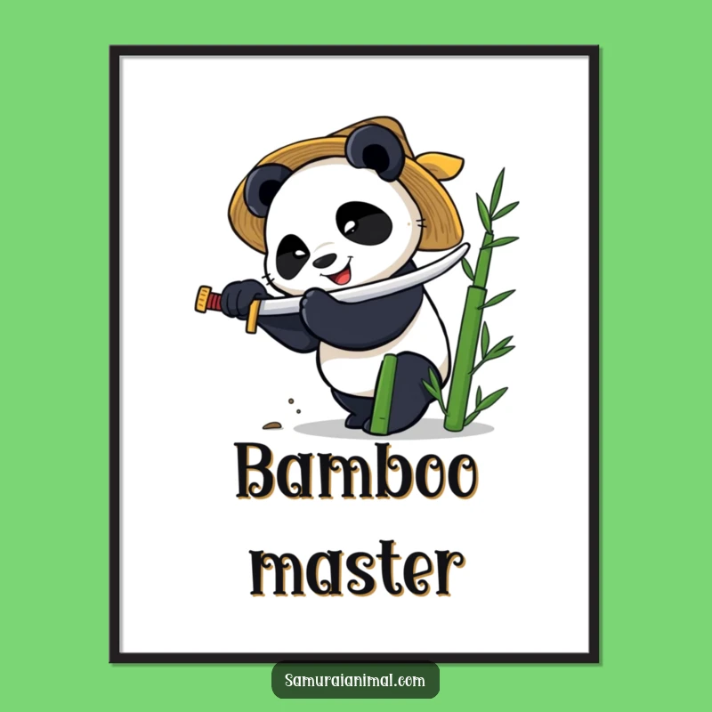 Funny Panda Katana Digital Art - Hilarious Kung Fu Wall Decor Gift