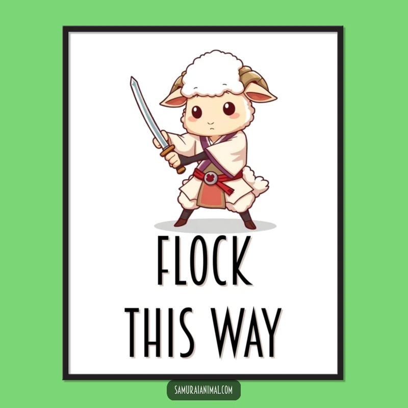 Funny Sheep Sword Flourish Digital Print - Majestic Art for a Heroic Home!