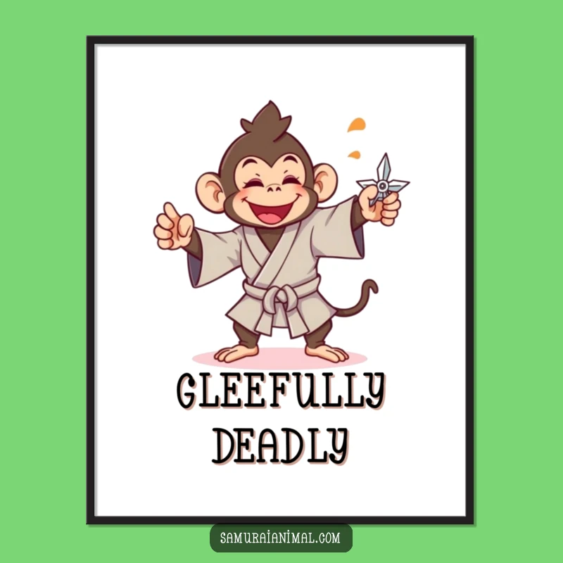 Funny Monkey Ninja Digital Print: Instant Playful Art Download