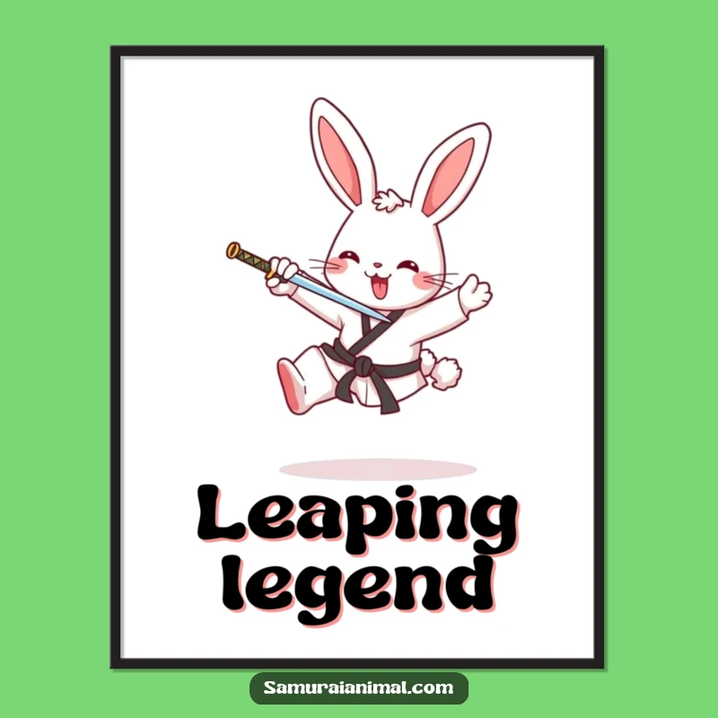 Funny Karate Bunny Digital Art: Instant Action Decor, Hilarious Wall Art Gift