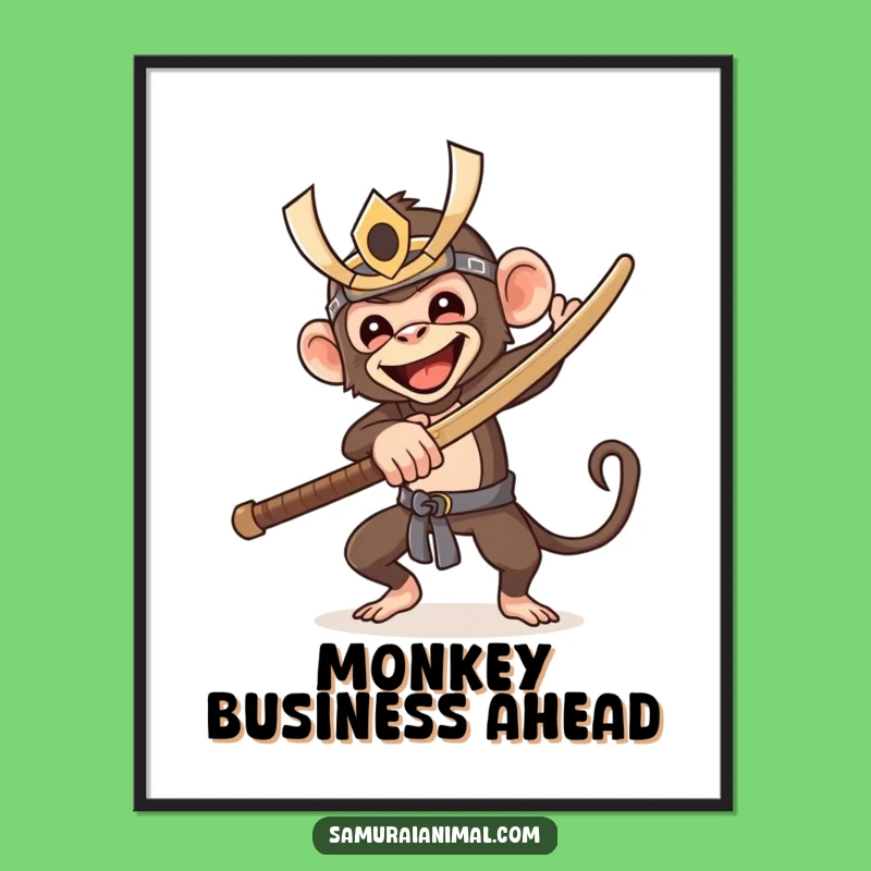 Funny Samurai Monkey Digital Art: Hilarious Warrior Graphic for Instant Fun