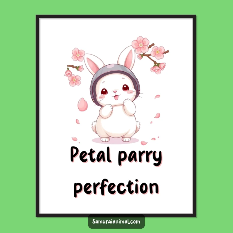 Funny Bunny Warrior Digital Art: Fluffy Petal Parry Print, Instant Cute Gift