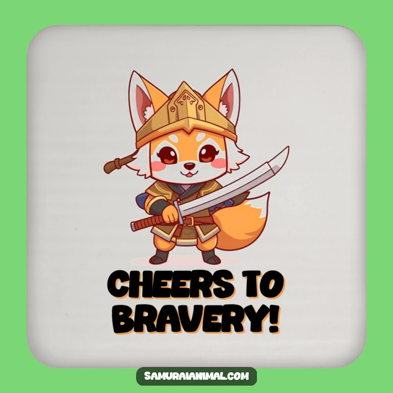 Funny Fox Warrior Coaster: Protect Surfaces with Heroic Charm!