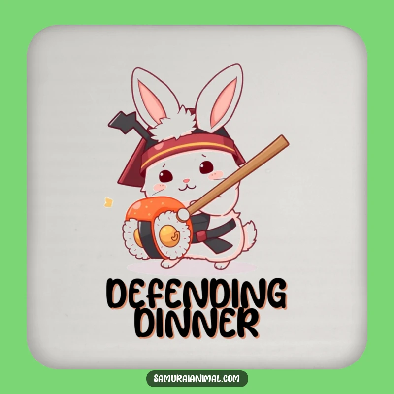 Funny Rabbit Samurai Coaster - Hilarious Sushi Combat Drink Protector Gift