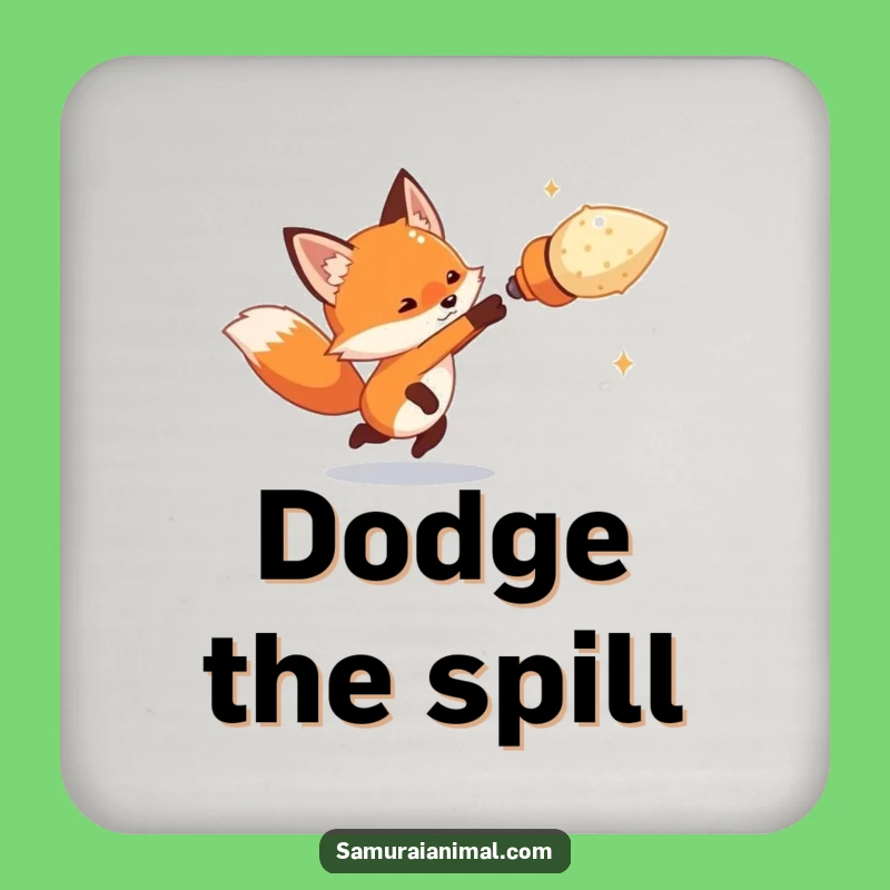 Funny Tiny Fox Dodge Coaster Set - Protect Drinks with Agile Evasion Flair Gift