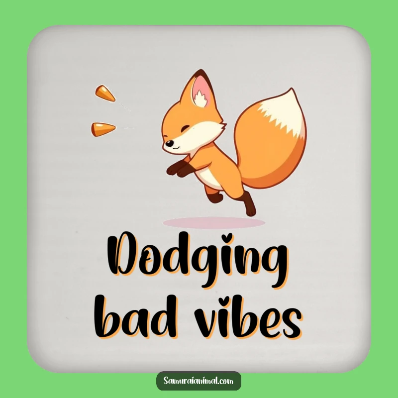 Funny Fox Dodge Coaster: Protect Your Surfaces with Hilarious Evasion Art