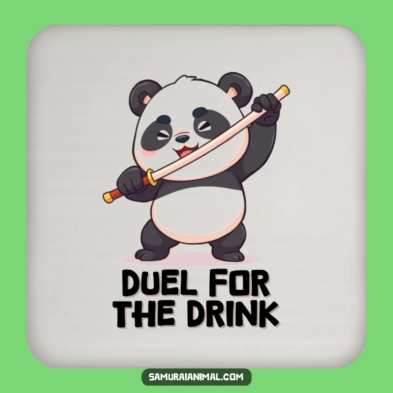 Funny Panda Toothpick Sword Coaster: Protect Surfaces with Comical Warrior Art