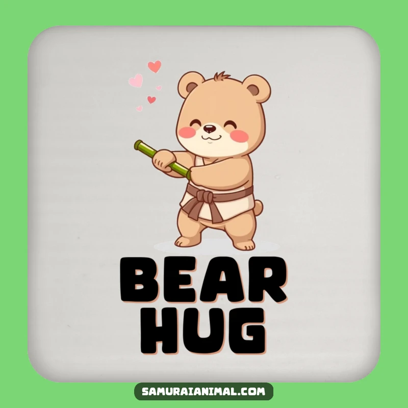 Funny Bear Sword Coaster Set: Protect Surfaces with Focus, Hilarious Decor Gift