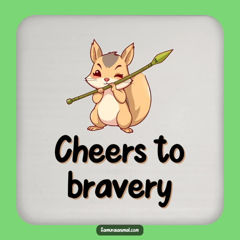 Funny Brave Squirrel Coaster: Bamboo Spear Protector