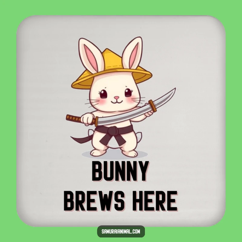 Funny Bunny Samurai Drink Coasters: Protect Surfaces with Tiny Warrior Art