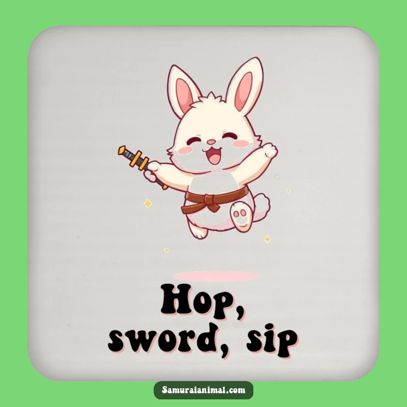 Funny Bunny Tiny Sword Leap Coaster - Protect Your Table!