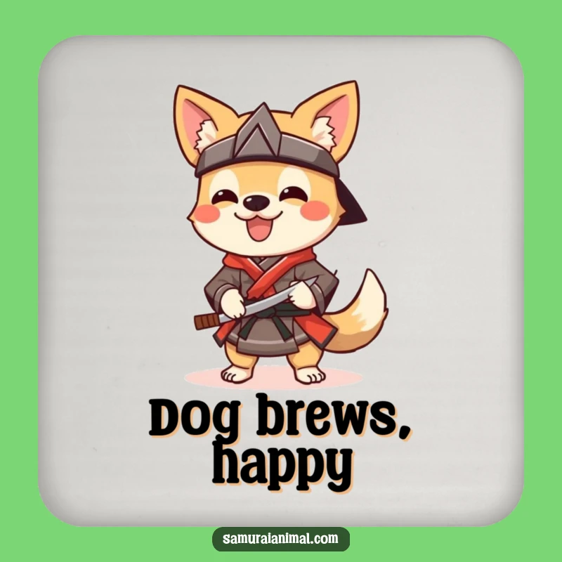 Funny Dog Samurai Drink Coasters: Protect Surfaces with Cheerful Dog Art