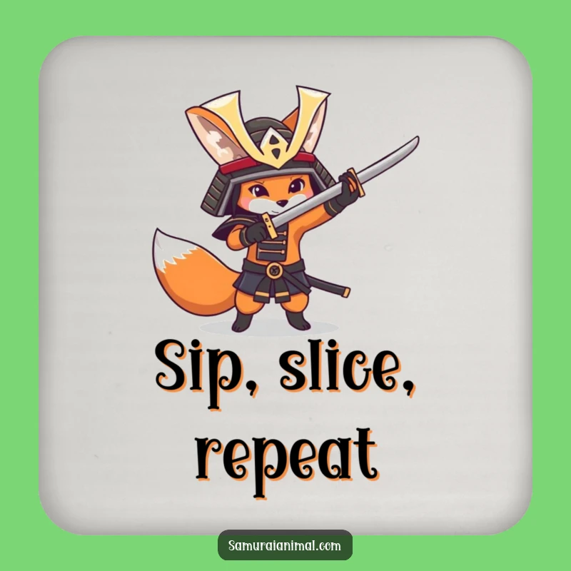 Funny Fox Samurai Coaster - Protect Your Table with Style!