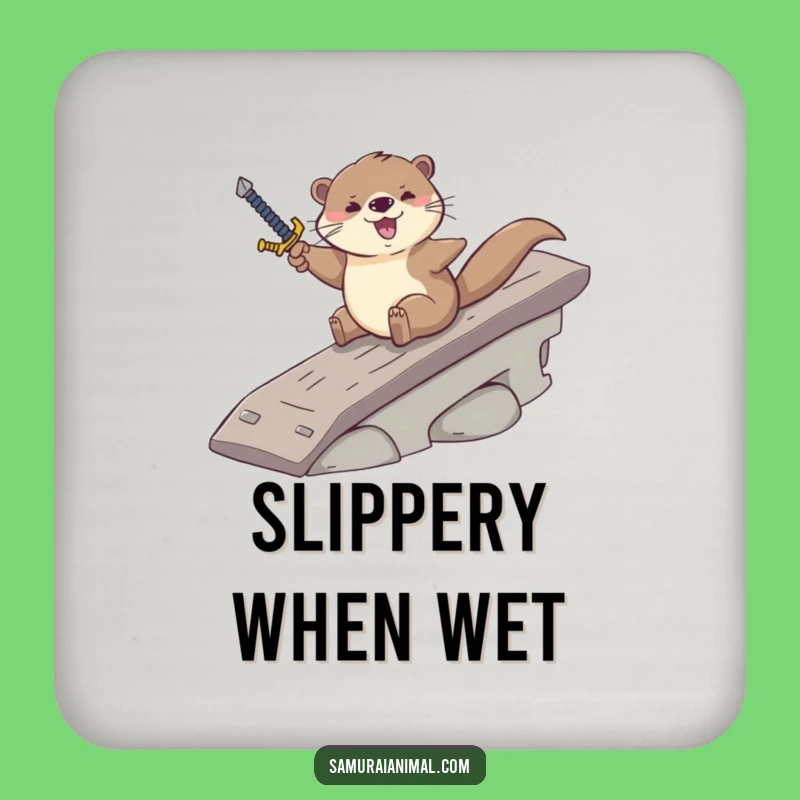 Funny Otter Sword Coaster: Protect Surfaces with Cartoon Charm and Humor