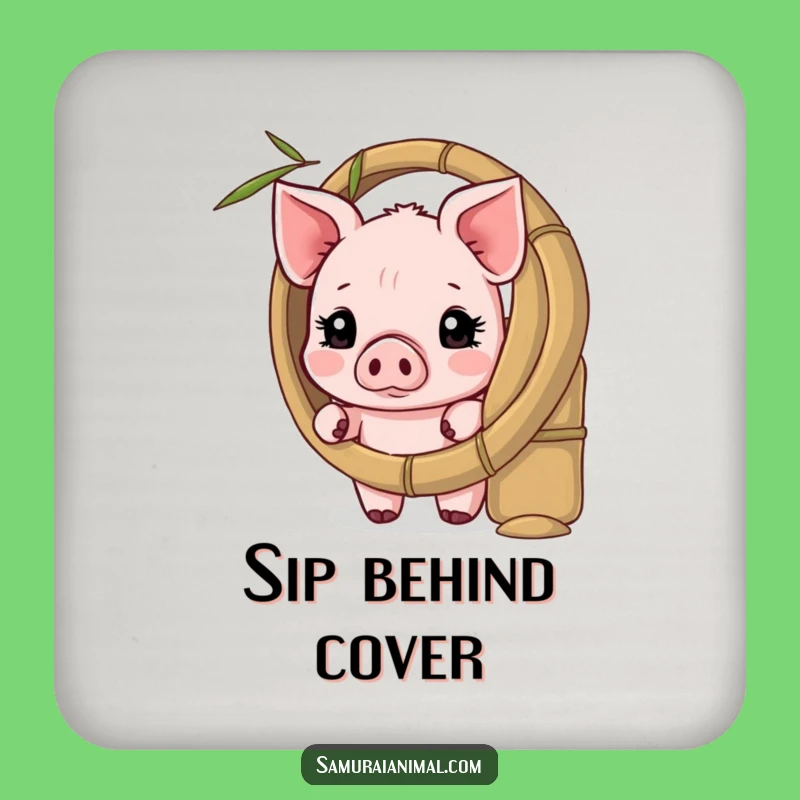 Funny Shy Piglet Coaster: Bamboo Shield Protector
