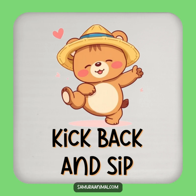Funny Sleepy Bear Kick Drink Coaster Protect Surfaces with Dreamy Charm