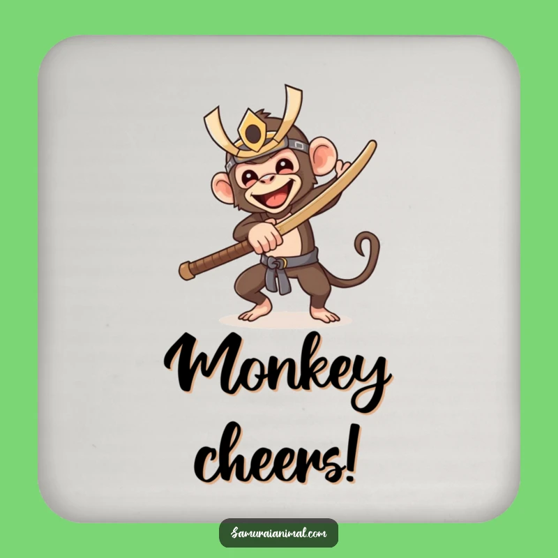 Funny Samurai Monkey Coaster: Hilarious Warrior Protection for Drinks