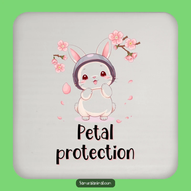 Funny Bunny Warrior Coasters: Fluffy Petal Parry Set, Cute Table Gift