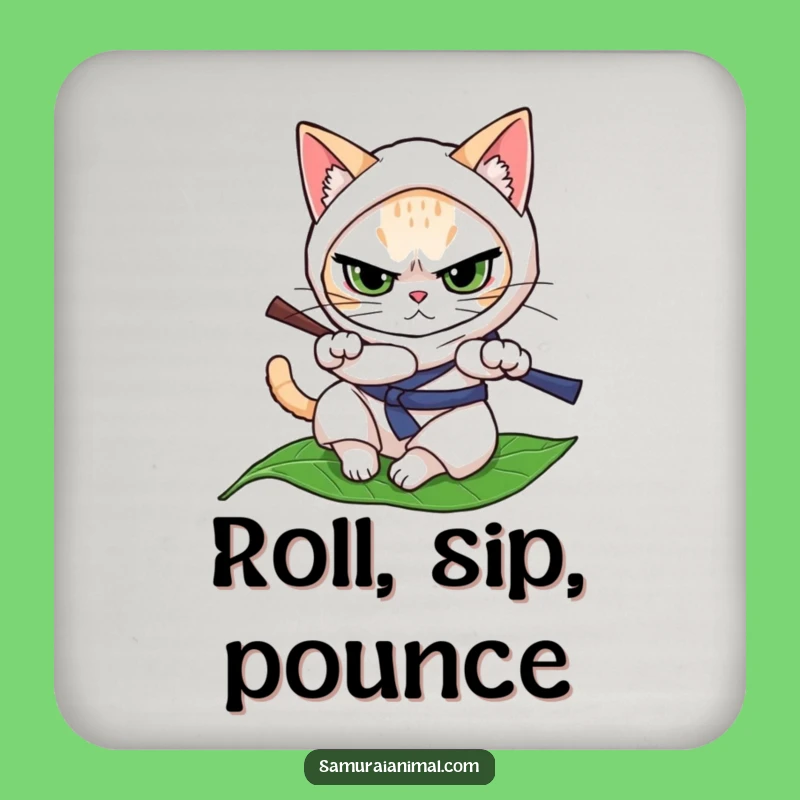 Funny Cat Ninja Coaster - Protect Your Surfaces with Stealth!