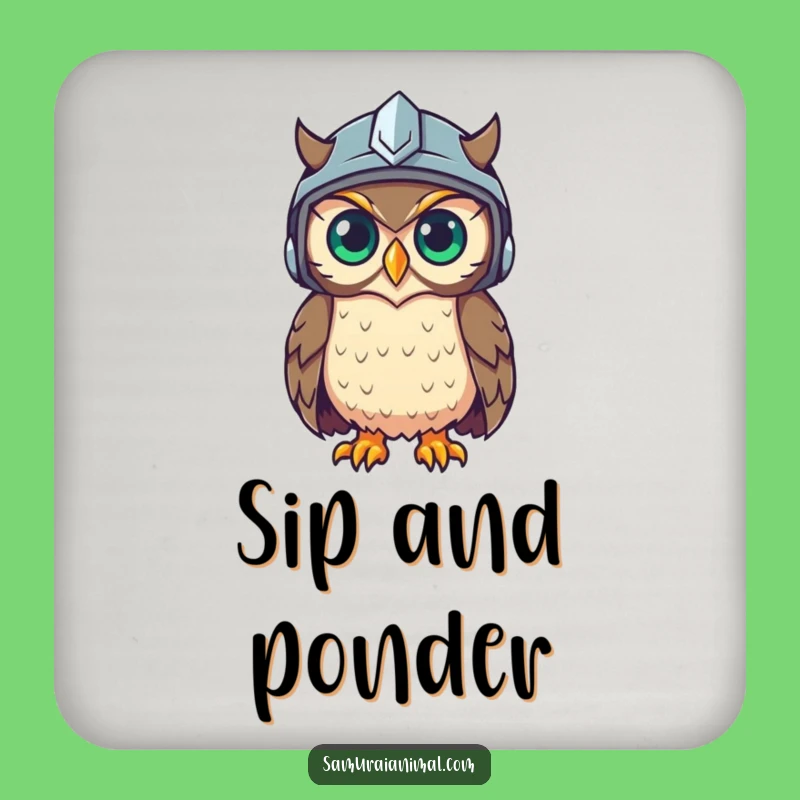 Funny Owl Helmet Coaster: Protect Surfaces with Wise Cartoon Elegance