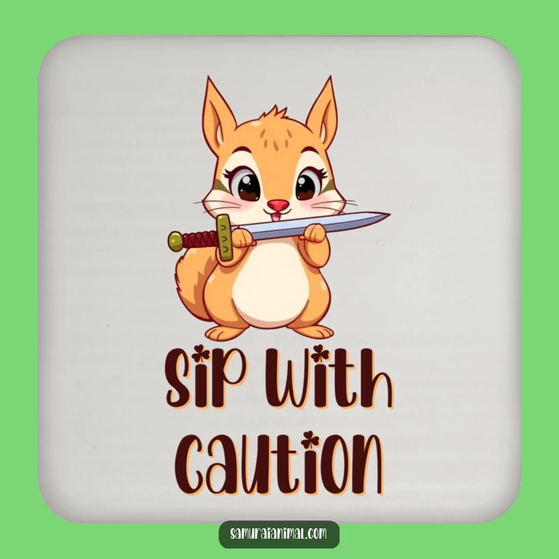 Funny Squirrel Sword Drink Coaster: Protect Surfaces with Heroism