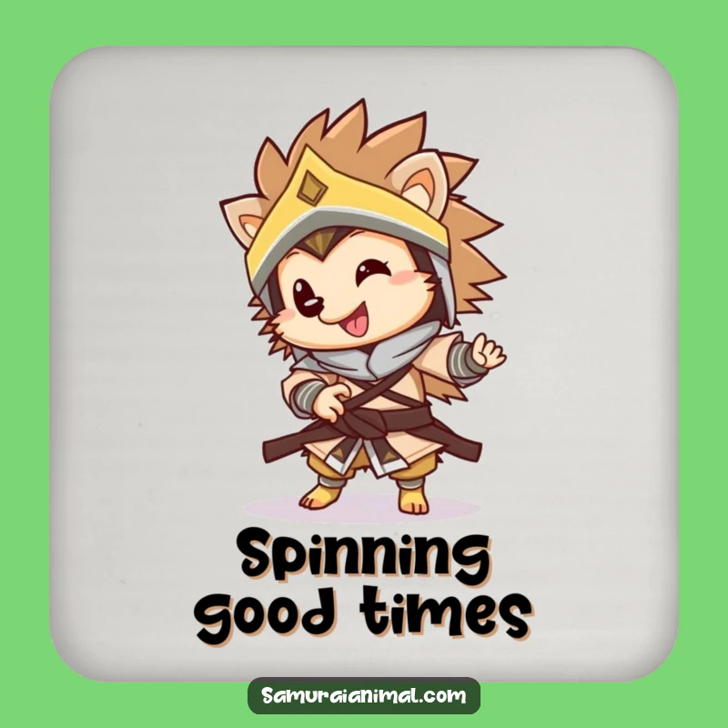 Funny Warrior Hedgehog Coasters: Playful Spin Set, Hilarious Drink Protection Gift!