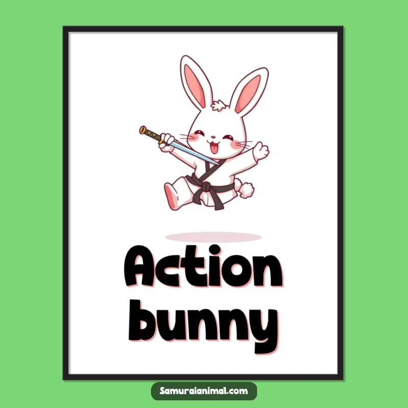 Funny Bunny Karate Poster: Decorate with Action and Humor, Hilarious Wall Art Gift