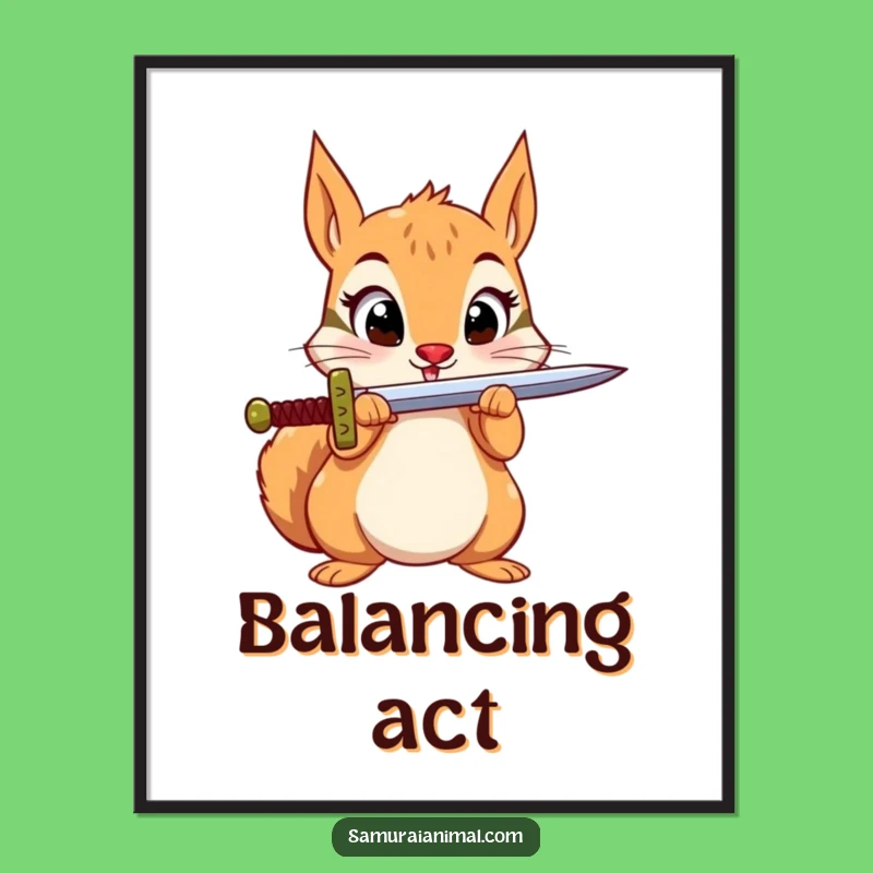 Funny Squirrel Sword Poster: Whimsical Wall Art for Adventurers