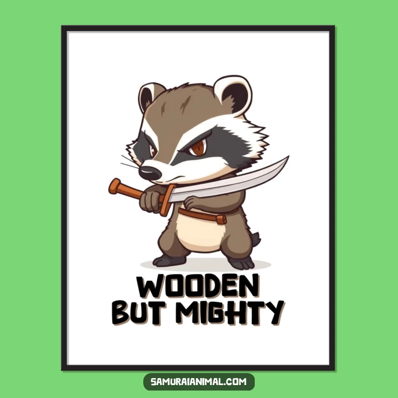 Funny Badger Warrior Poster: Gritty Art for Determined Spaces