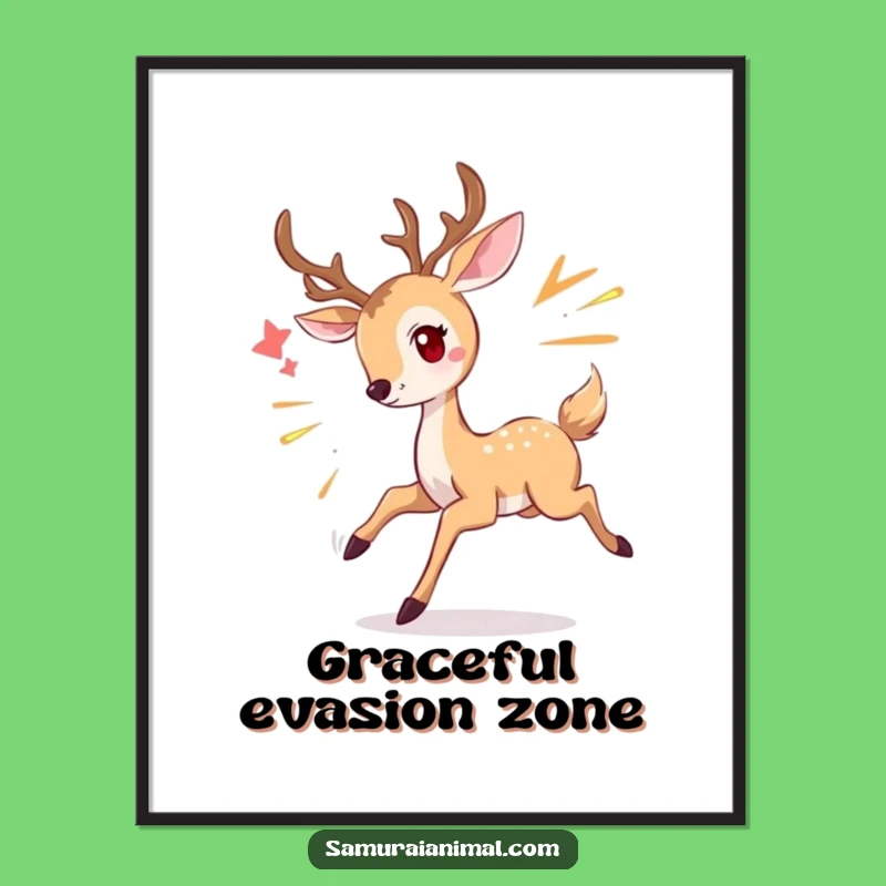 Funny Deer Poster: Graceful Dodge Art - Whimsical Wall Decor Gift!