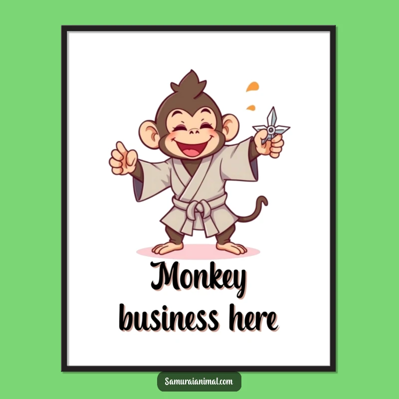 Funny Monkey Ninja Poster: Playful Art for Your Space