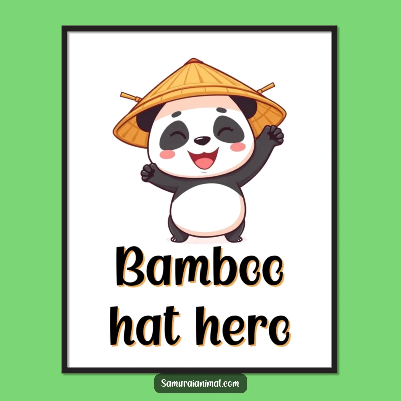 Funny Panda Bamboo Hat Poster - Heroic Kung Fu Art!
