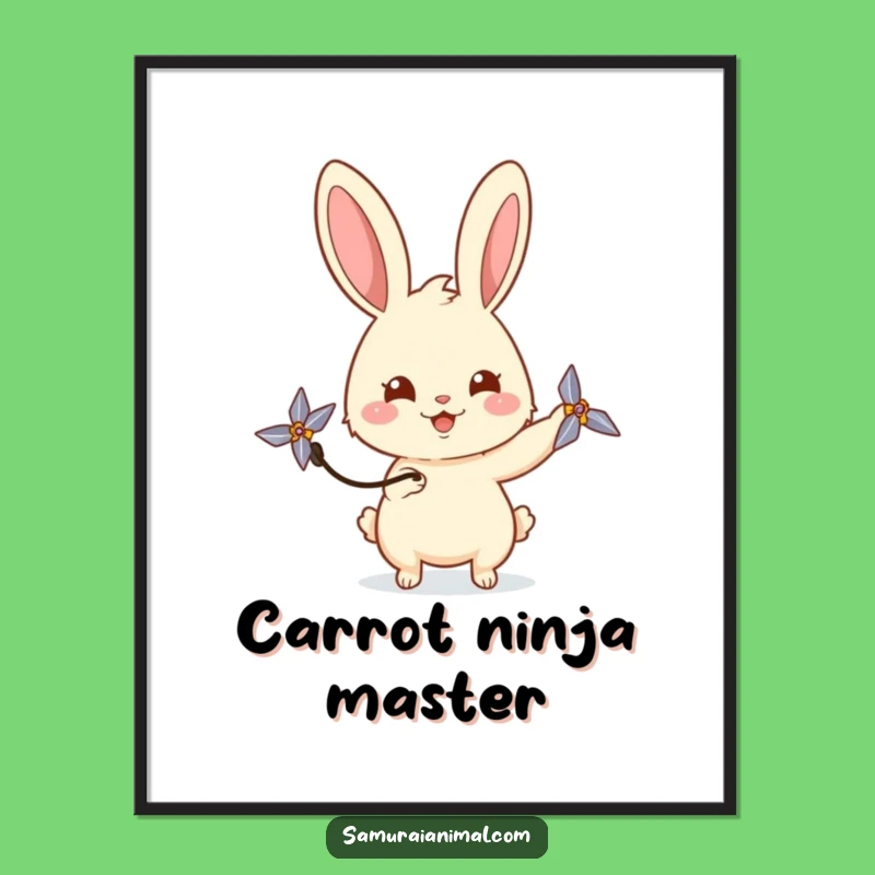 Funny Rabbit Shuriken Poster Add Playful Ninja Art to Your Walls