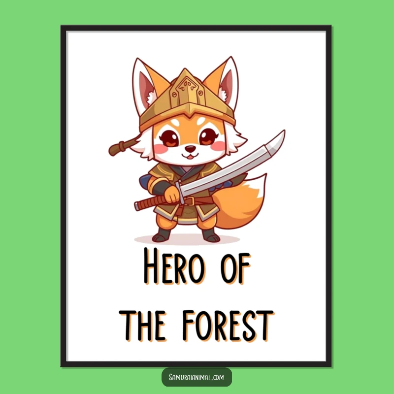 Funny Fox Warrior Poster: Heroic Toy Sword Art!