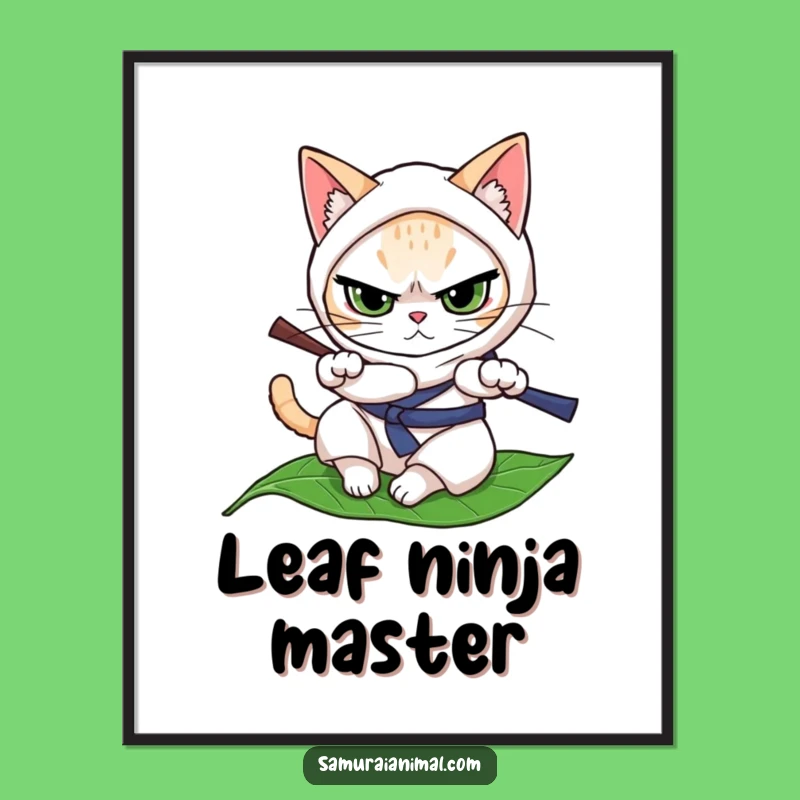 Funny Cat Ninja Poster - Determined Warrior Art!