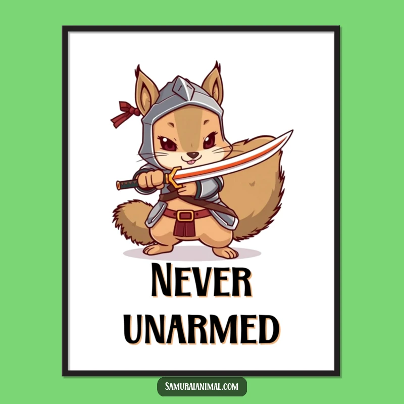 Funny Squirrel Samurai Poster: Dramatic Art for Your Wall