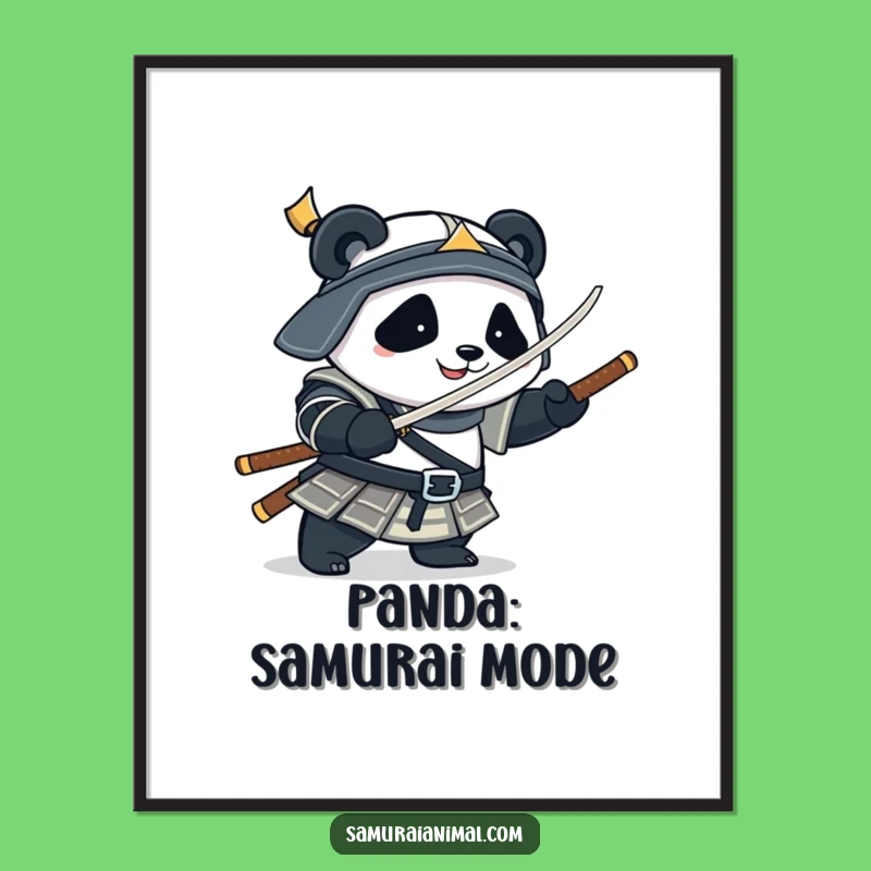 Funny Panda Samurai Poster: Plump Warrior Art for Playful Decor