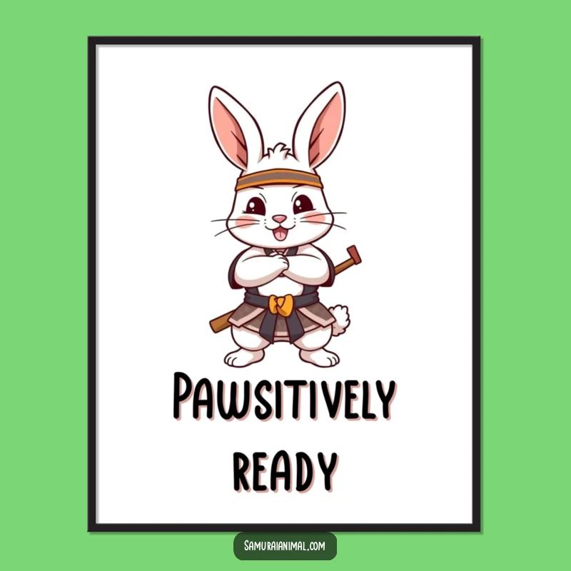 Funny Samurai Rabbit Poster: Warrior Art for a Joyful, Hilarious Wall Display Gift