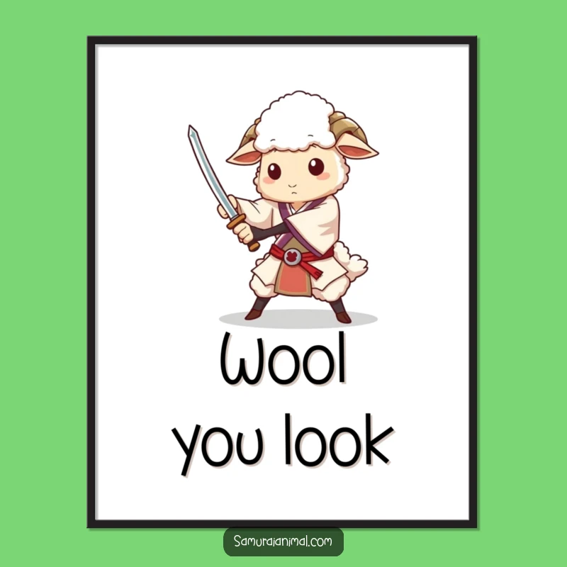 Funny Sheep Sword Flourish Poster - Majestic Wall Art for Humor Lovers!