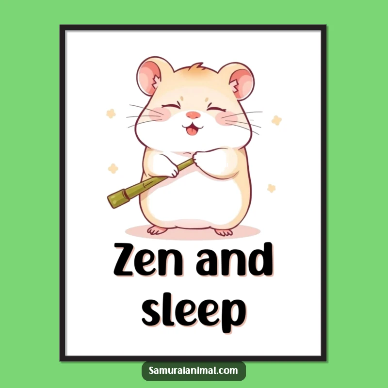 Funny Sleepy Hamster Kung Fu Poster - Adorable Martial Arts Wall Art Gift