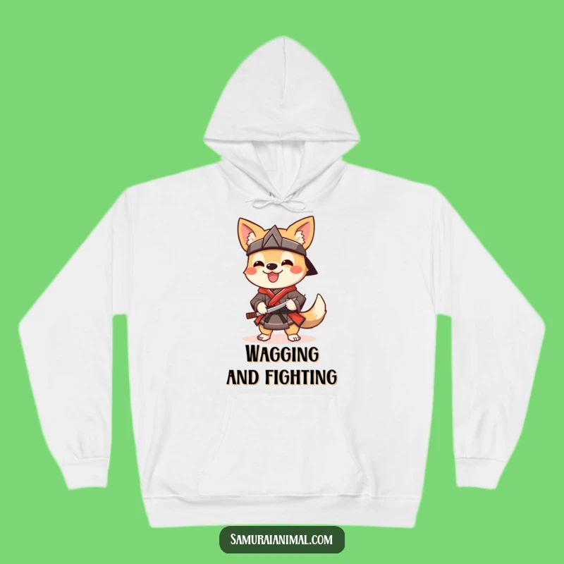 Cozy Funny Dog Samurai Hoodie: Cheerful Warrior Ready for Fun