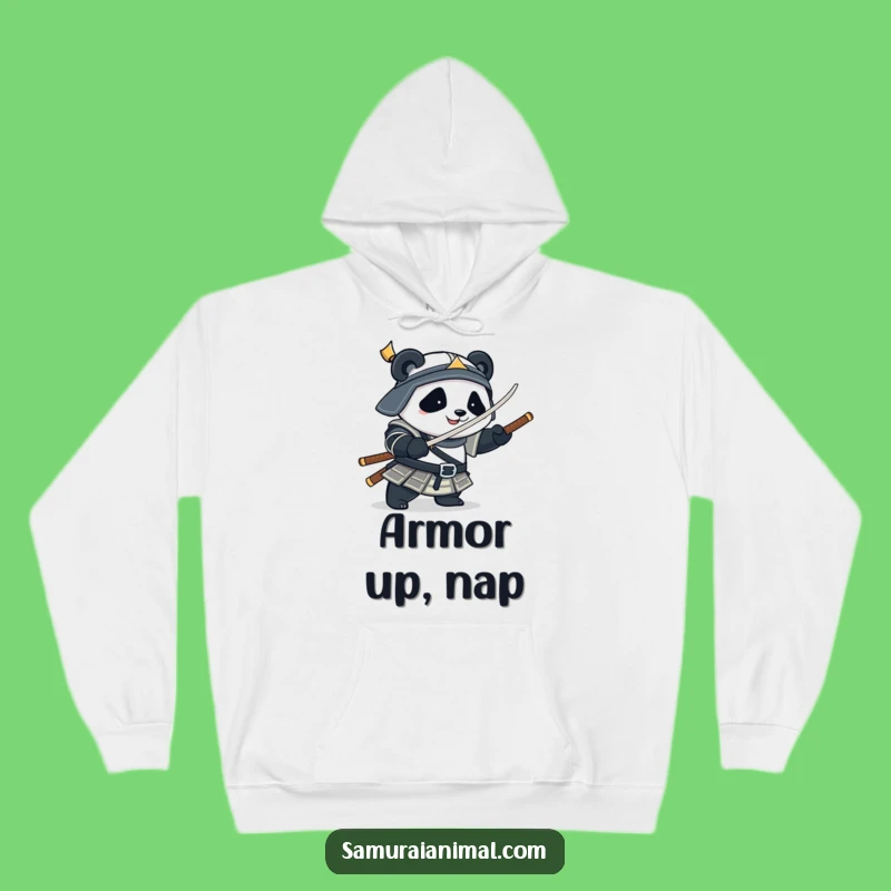 Cozy Funny Panda Samurai Hoodie: Plump Warrior Ready for Action