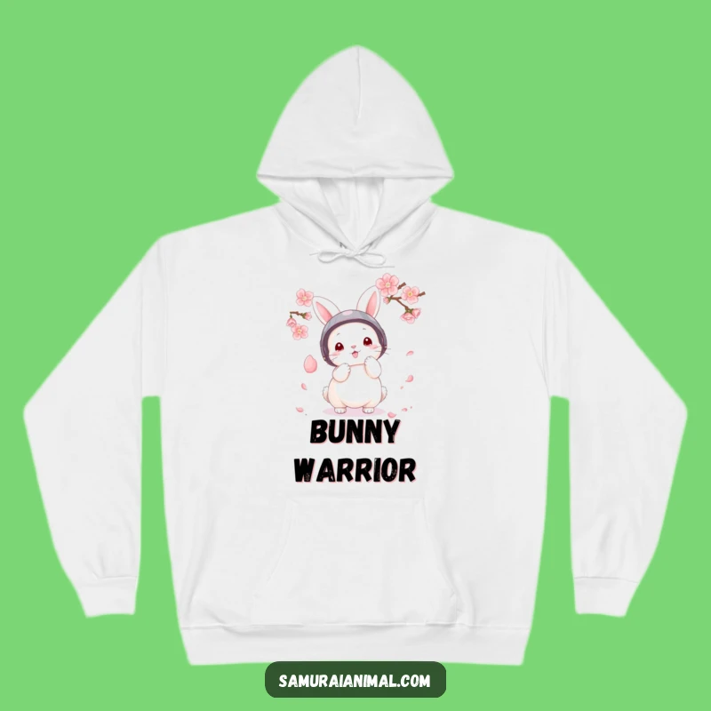 Funny Bunny Protector Hoodie: Fluffy Hero Parrying Petal, Cozy Gift