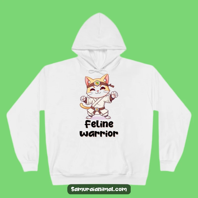 Funny Samurai Cat Hoodie - Cozy Warrior Cat Sweatshirt for Fans