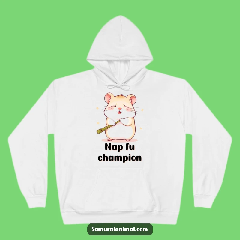 Funny Sleepy Hamster Kung Fu Hoodie - Cozy Martial Arts Sweatshirt Gift