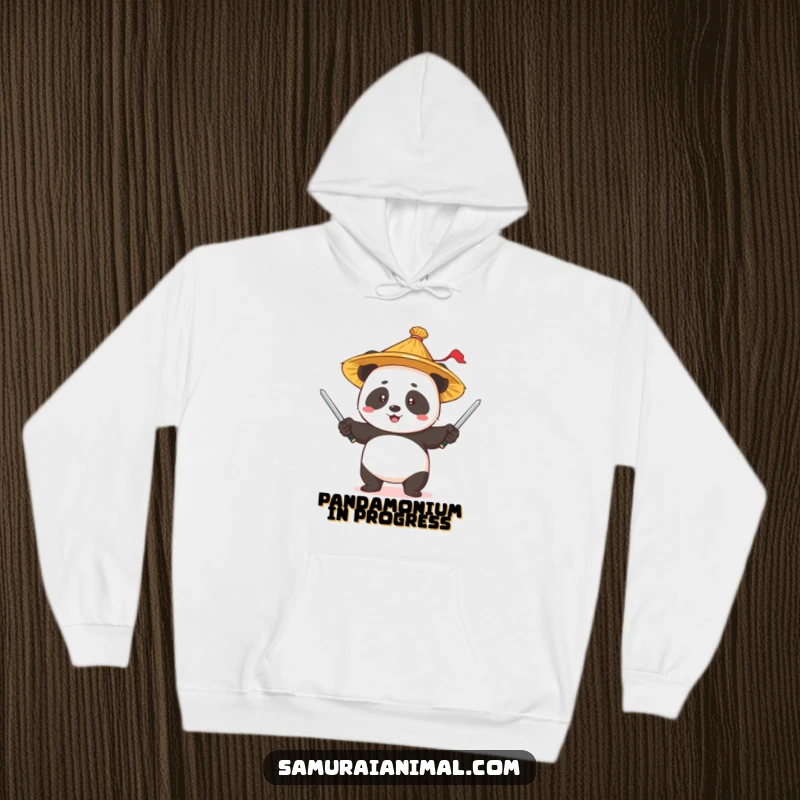 Funny Panda Juggler Hoodie: A warm and comfortable hoodie featuring a panda in a straw hat juggling swords.