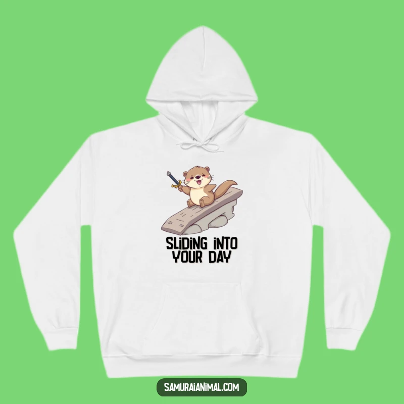 Funny Otter Sword Hoodie: Cozy Cartoon Adventure Wear for Comfy Laughs