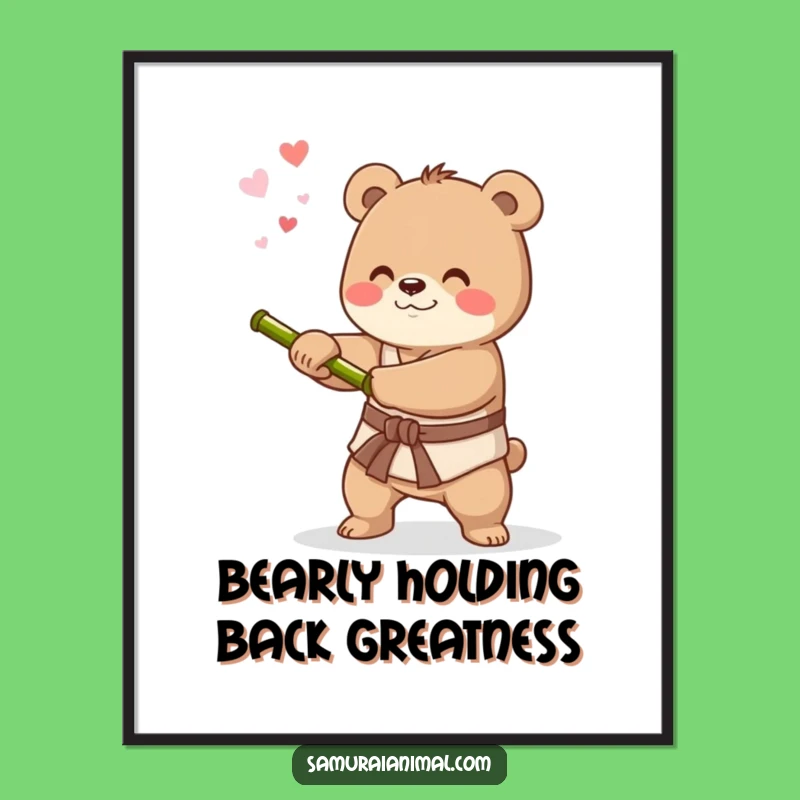 Free Printable Wall Art: Sword Bear, Hilarious Home Decor Downloadable Gift